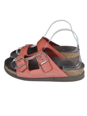 Mephisto Hester Cork Sandal Leather Adjustable Straps Red/Orange Size 37  US 7